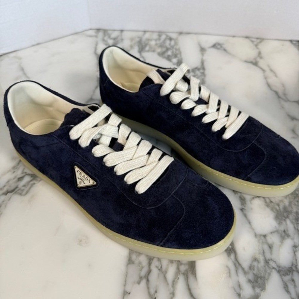 Prada Men's Midnight Blue Suede Lane Sneakers Luxury 2EE364, UK 9.5 US 10.5